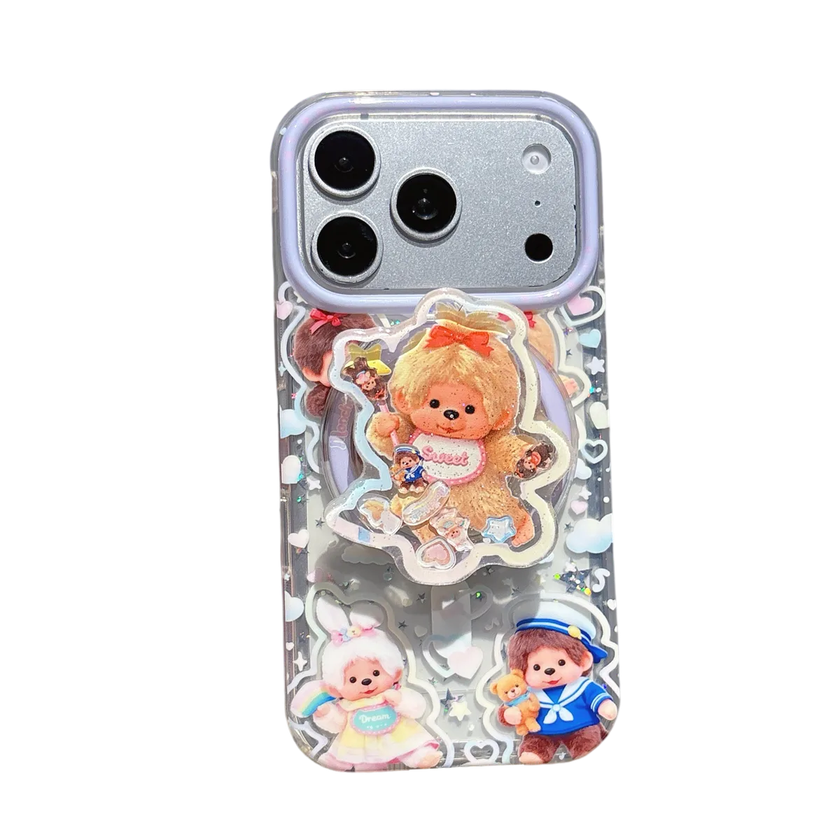 Monchhichi Kawaii Clear Phone Case for iPhone 17 16 15 14 13 Pro Max